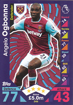 Angelo Ogbonna West Ham United 2016/17 Topps Match Attax #346